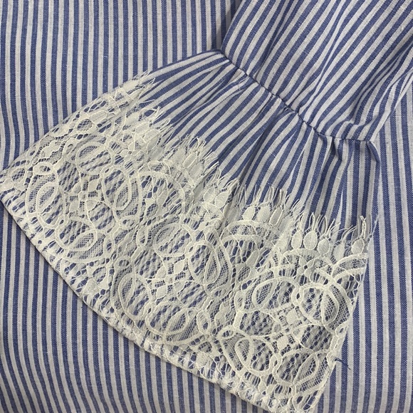 Given as Gift Blue and White Bell Sleeved Blouse - Picture 7 of 7
